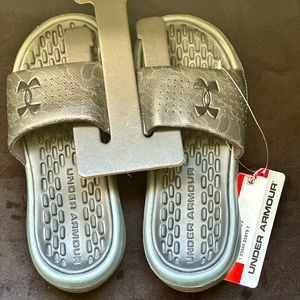 NEW Under Armour Boys Slides Sandals Flip Flops (Black Camo) - 3Y Youth GS